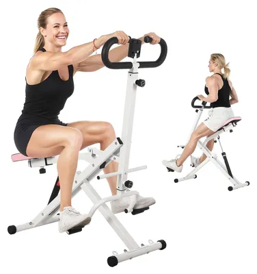 Image de Appareil d'entraînement pour les squats - Appareil hydraulique pour les jambes et les fesses - 12 niveaux - Résistance de 159 kg - Pliable - 2 élastiques de résistance - Blanc