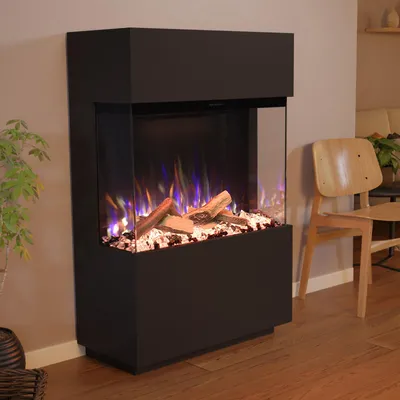 Produktbild von Glow Fire Elektrokamin 'PR15' in Schwarz | LED Standkamin in Schwarz mit Heizung (1500 W) | HxBxT: 130x85,3x40cm