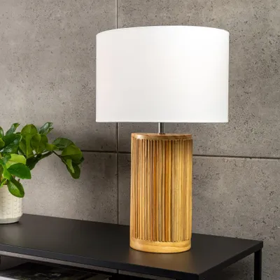 Produktbild von riess-ambiente Handgearbeitete Tischlampe GATSBY 50cm natur weiß Weiden- und Kiefernholz