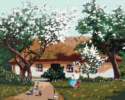 Produktbild von Zuty - Malen nach Zahlen - FRÜHLINGSMORGEN AUF DEM DORF, 40x50 cm, mit Keilrahmen (bereits gespannt)