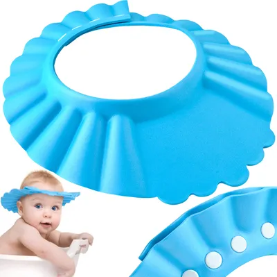Produktbild von Schutzkappe für Kinder beim Haarewaschen Duschhaube Verstellbar Haarwaschhilfe Shampoo Cap Rosa/ Blau 23451, Farbe:Blau/ blue