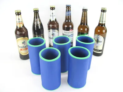 Produktbild von Solidchoice – Set aus 5 Neopren-Kühlbeuteln für 0,5-Liter-Bierflaschen, blau