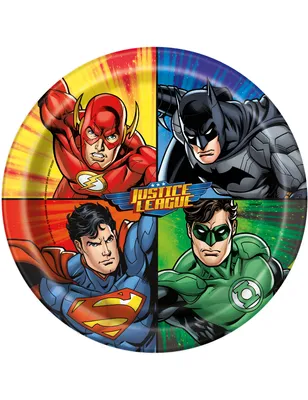 Produktbild von 8 Pappteller Justice League ™ 23 cm