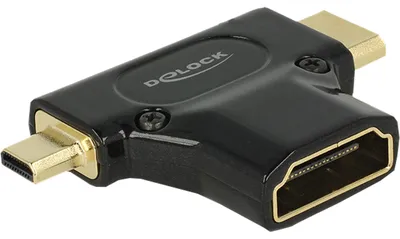 Image de DELOCK Adapter High Speed HDMI mit Ethernet - HDMI-A Buchse > Mini-C Stecker + Micro-D Stecker schwarz