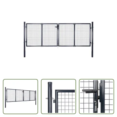 Immagine prodotto di The Living Store Cancello da giardino in rete Acciaio zincato 289 x 75 cm Grigio