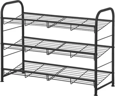 Image de Étagère à chaussures en acier à 3 niveaux, 68,5 x 27,5 x 49,5 cm, noire, pour talons hauts