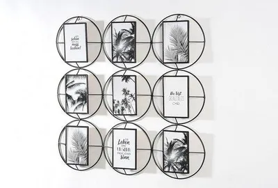 Productafbeelding van Collagelijst voor 9 foto's - Zwart metalen wanddecoratie - Fotolijst 10x15 cm