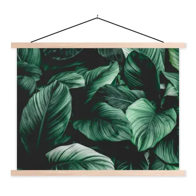 Produktbild von MuchoWow® Textilposter Dschungel - Blätter - Tropisch - Pflanzen - Natur 120x90 cm mit holzfarbenen Rahmen - Magnetisch