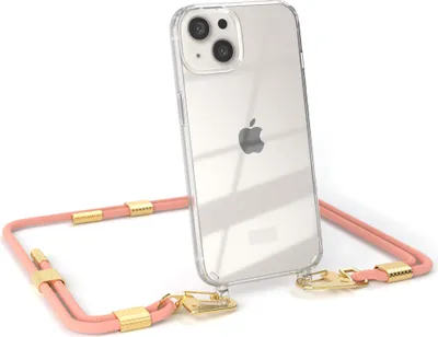 Produktbild von EAZY CASE Handykette für Apple iPhone 13, Transparente Silikonhülle mit Band, Clear Case, abnehmbar in  Rosa