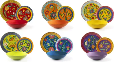 Immagine prodotto di Set di stoviglie Excelsa 18 pezzi Gipsy Soul in porcellana colorata
