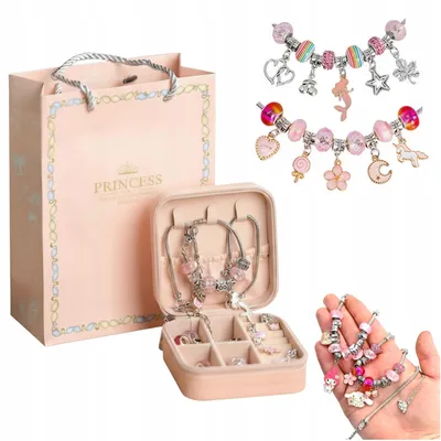 Produktbild von Set zum Basteln von Armbändern – Perlen, Schmuck, Anhänger – Geschenk, Kästchen