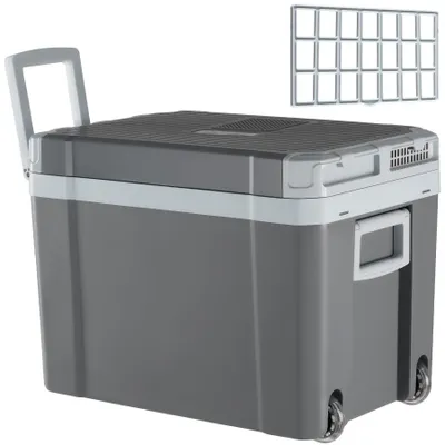 Obrázek produktu pro tectake®️ Elektrická chladicí a vyhřívací taška 35 l s kolečky a držadly – šedá – režim Eco – přenosná