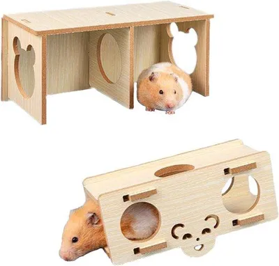 Produktbild von 2 Holzhäuser für Hamster, Versteck und Spielzeug