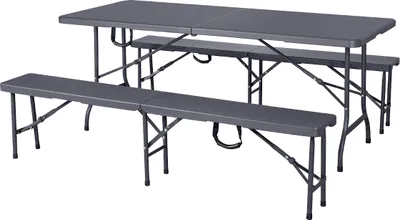 Produktbild von HATTORO Buffettisch mit Klappbänke Camping-Set Grau