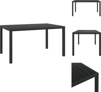 Produktbild von vidaXL Garten-Esstisch WPC Aluminium 150 x 90 x 74 cm Schwarz -  Gartentische