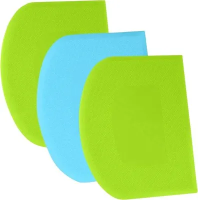 Productafbeelding van Set kunststof schrapers, groen en blauw, 11,8 x 9,3 cm, antislip