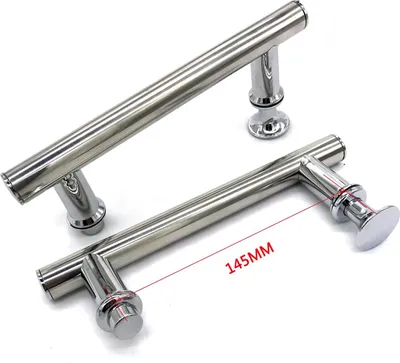 Produktbild von Set mit 2 Ersatz-Duschtürgriffen aus Edelstahl mit Kunststoffknöpfen, 145 mm