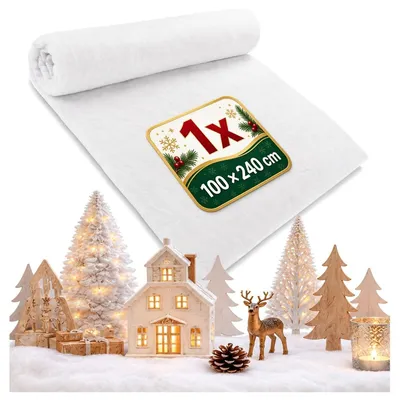 Image de Neige artificielle Tapis de neige - Polyester - 240 x 100 cm - Blanc - Pour décoration de Noël