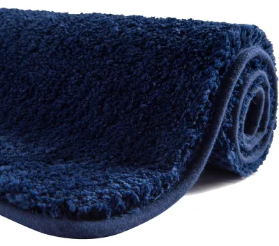 Image de Tapis de bain 100 cm x 60 cm, antidérapant, lavable en machine, doux, absorbant, moelleux, en microfibre, bleu marine, réutilisable