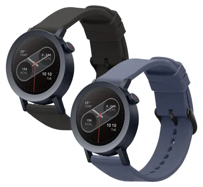 Produktbild von kwmobile 2x Uhrenarmband für CMF Watch 3 Pro Armband - Fitnesstracker Band Set aus TPU Silikon - Ersatzarmband Smartwatch - Schwarz Dunkelblau