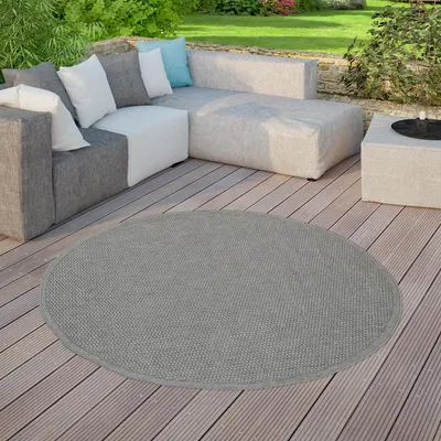 Produktbild von TT Home In-& Outdoorteppich Terrasse Küche Balkon Wetterbeständig Modern Unifarben Größe 160 cm Rund