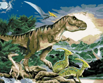 Obrázek produktu pro Zuty - Malování podle čísel - TYRANNOSAURUS KRÁL DINOSAURŮ (HOWARD ROBINSON), 40x50 cm, vypnuté plátno na rám