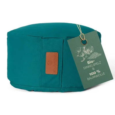 Image de coussin de Yoga Vishnu #DoYourYoga - rempli de vannure d'épeautre - Rond - Vert foncé