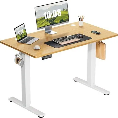Productafbeelding van Elektrisch In Hoogte Verstelbaar Zit-Sta Bureau - 101,6 x 61 cm, Met Splitplank en Draadgat