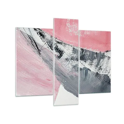 Produktbild von Bilder auf glas - 3 Teile - Rosa Grau Farbe - 95x80cm - Glasbilder - Wandbilder - Bilder - Kunstdruck - zum Aufhängen bereit - Wanddekoration aus Glas - Glas Bilder - Wandbild auf Glas - GCB95x80-4982