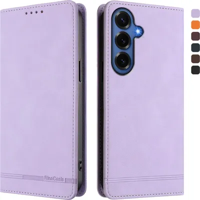 Produktbild von Hülle für Samsung Galaxy S26+, Retro Kunstleder Ständer Klapphülle mit Kartenfächer und Magnetische Violett