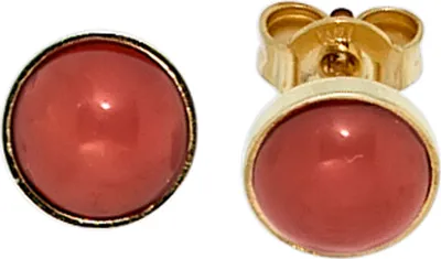 Produktbild von JOBO Ohrstecker 333 Gold Gelbgold 2 Korallen rot Ohrringe