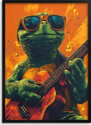 Produktbild von Buntes Jugendposter für die Wand eines Teenagers Turtle Music