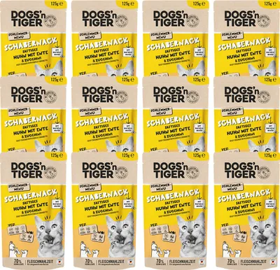 Zdjęcie produktu dla Dogs'n Tiger Adult mokra karma dla kotów, karma dla kotów, Schabernack, kurczak, kaczka i cukinia, 12x 125g