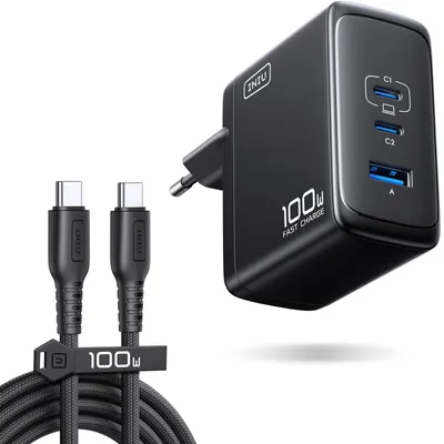 Produktbild von INIU USB C Ladegerät, 100W 3-Port Laptop Schnellladegerät mit 1.5m Kabel