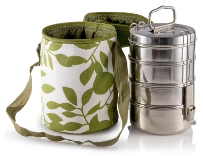 Produktbild von Großer Lunchbox-Set für die Familie, mit isolierter Tasche und Besteck