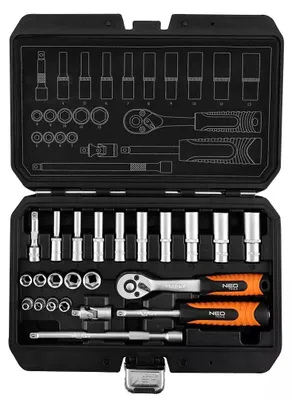 Obrázek produktu pro Sada nástrčných klíčů v kufříku 1/4" 23 ks NEO TOOLS