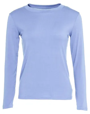 Produktbild von Blaue Damen Bluse mit Rundhalsausschnitt reguläre Passform in Größe M