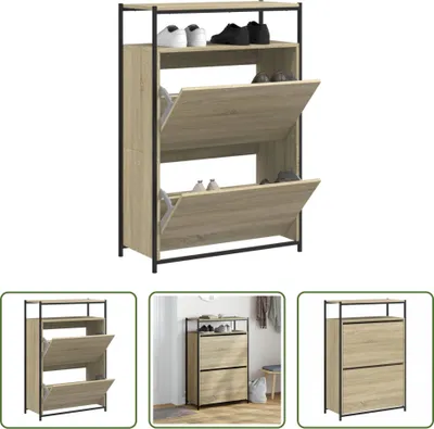Obrázek produktu pro The Living Store Botník Sonoma dub 75x34x112 cm Materiál na bázi dřeva