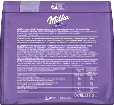 Produktbild von Senseo Milka Choco Pads, Schokoladengetränk, Kakaogetränk, Kaffeepads, 8 Pads für 8 Portionen, 112 g