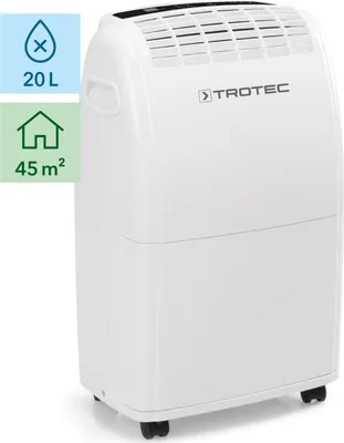 Produktbild von Trotec Luftentfeuchter TTK 75 E, für Räume bis 110 m³ / 45 m², 20 L/Tag, 42 dB (A), 245x340x570 mm, Elektronische Abtauautomatik
