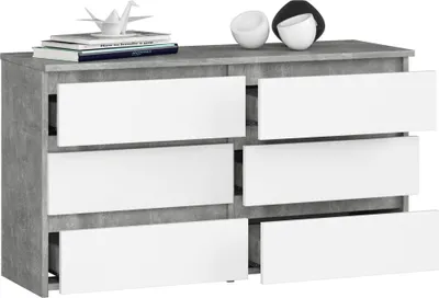 Immagine prodotto di BDW, cassettiera, 6 cassetti, 100x57, armadio, credenza, cemento / bianco