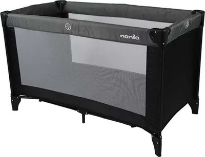 Obrázok produktu pre Cestovná postieľka, Nania SODA, skladateľná, od narodenia do 15 kg, vrátane tašky na prenášanie, čierna/sivá