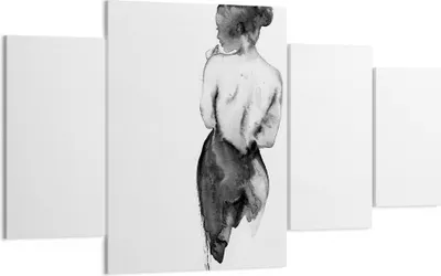 Produktbild von Bild auf Leinwand - Leinwandbild - 4 Teile - Aquarell Frau Nacktheit - 160x90cm - Wand Bild - Wanddeko - Wandbilder - Leinwanddruck - Bilder - Wanddekoration - Leinwand bilder - DL160x90-4721