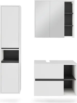 Produktbild von Badmöbel-Set Vicco Viola Weiß/Grau 3 Teile, Model 55228