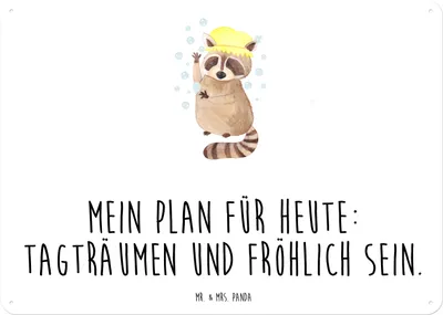 Produktbild von Mr. & Mrs. Panda tafel Waschbär DIN A5 - Weiß - Geschenk, Seifenblasen, Lustige Sprüche, Retro Blechschild, Plan, Schild, Deko, Wandbild, Fröhlich, Tagträumen, Waschen