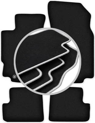 Produktbild von Fußmatten Automatten Velours Schwarz/Silber für Peugeot 406 1995-2004 Set 4-tlg
