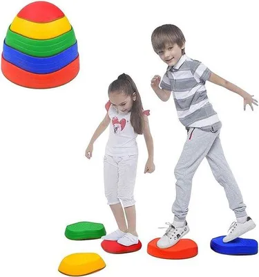 Zdjęcie produktu dla Spielset aus 5 Stück Kinder Balancesteine für Innen und Außen - Anti-slip Stapelbare Balancesteine