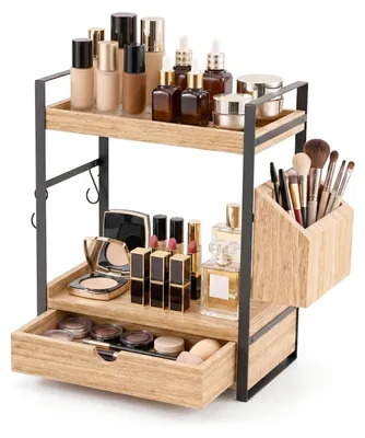 Produktbild von Multifunktionale Badezimmerorganizer mit 2 Ebenen und Haken