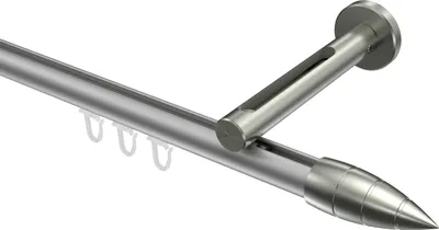Produktbild von Interdeco Innenlaufstange / Gardinenstange mit Innenlauf Silbergrau / Edelstahl-Optik, Typ Siteno Samanto (Rillenpatrone), 20 mm Ø 1-läufig, 240 cm