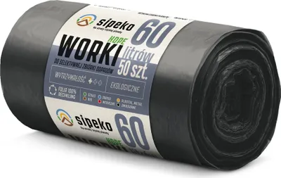 Zdjęcie produktu dla HDPE Worki na śmieci SIPEKO 60L 50szt. CZARNE